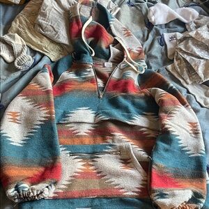 Colorful Southwestern Hooded Pea Coat